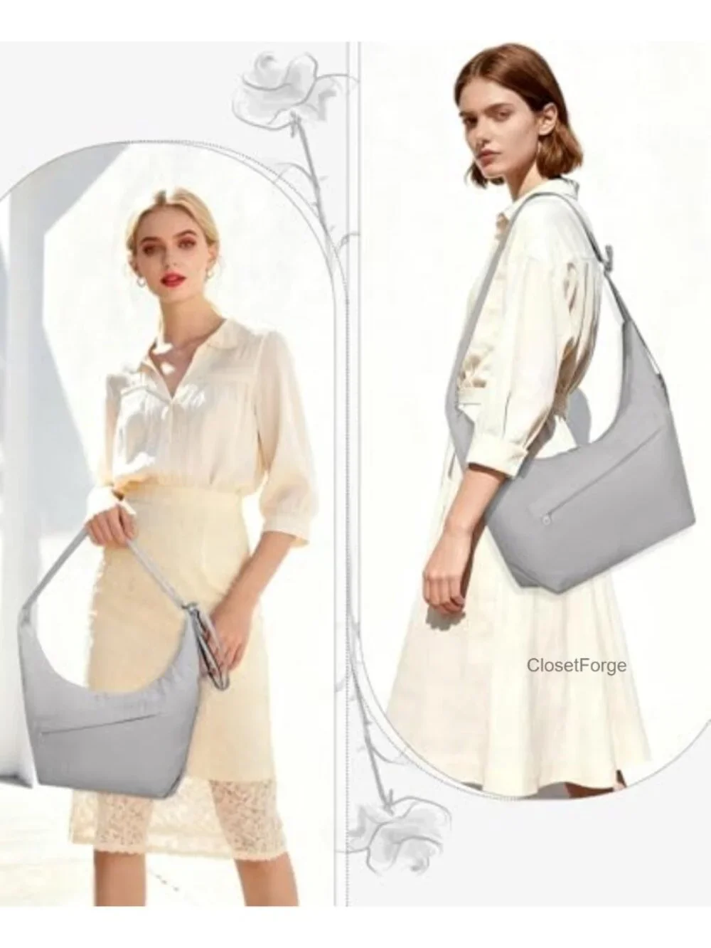 Waterproof Nylon Crescent Crossbody Hobo Bag with Pockets